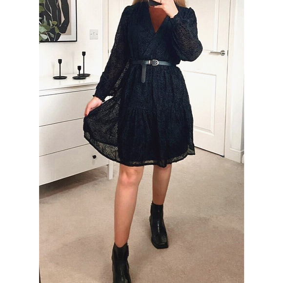 COPPER & BLACK by FAT FACE Burn Out Black LEXI DEVORE Party Dress Sz 8 NWT - Picture 4 of 14